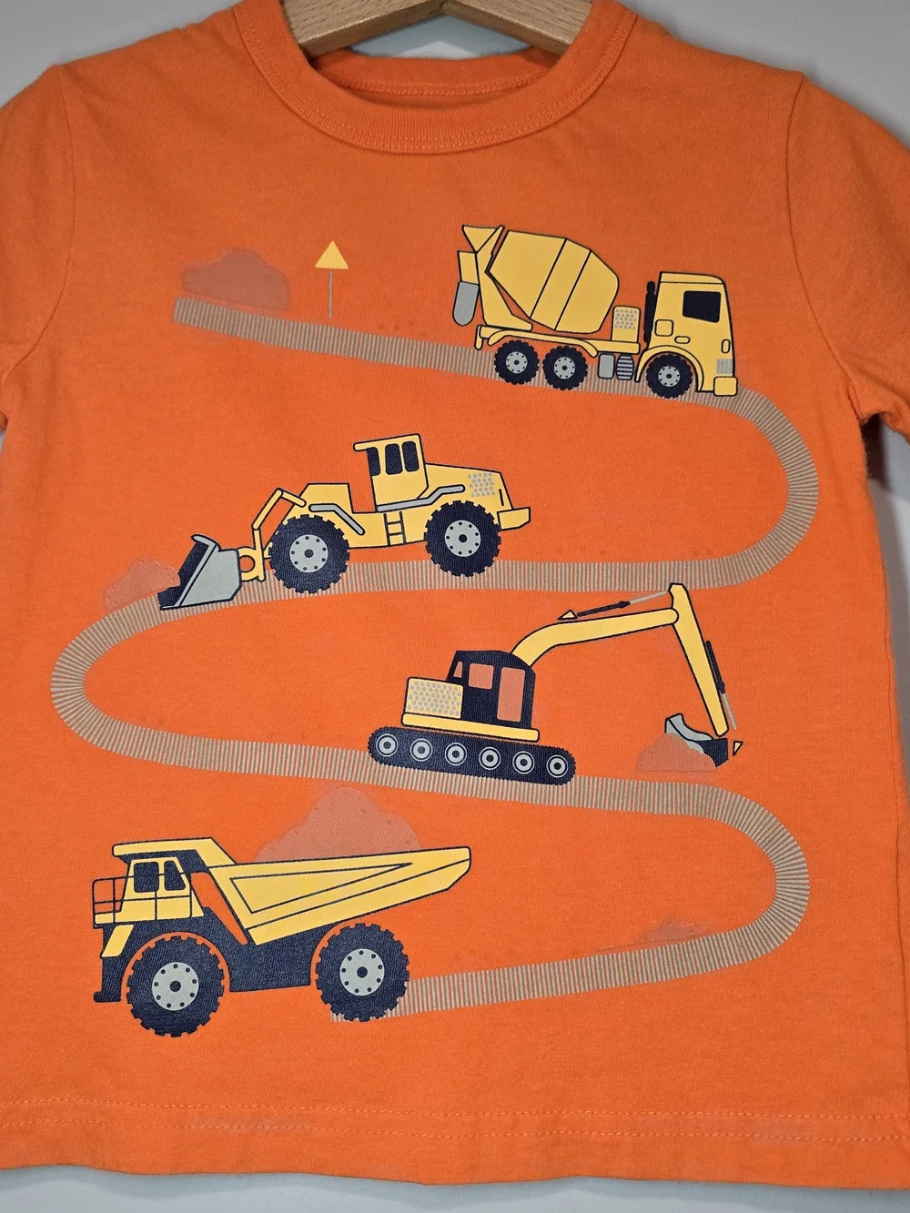 GAP Orange Kids T-Shirt with Yellow Construction Trucks